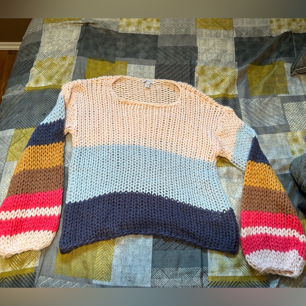 Knit Multi-Colour Striped Sweater - Large - NWT